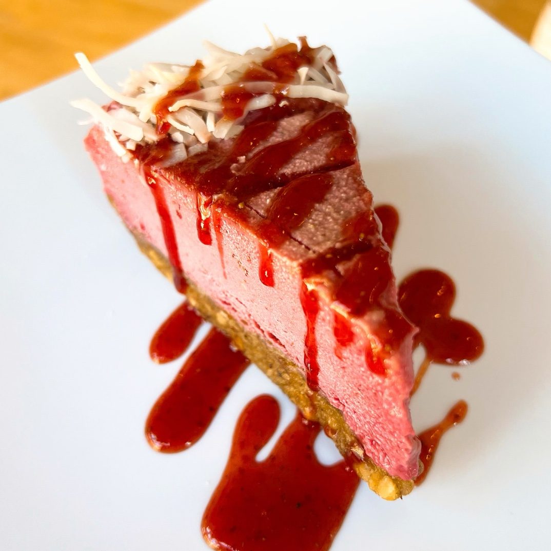 Slice of Strawberry Cheesecake.