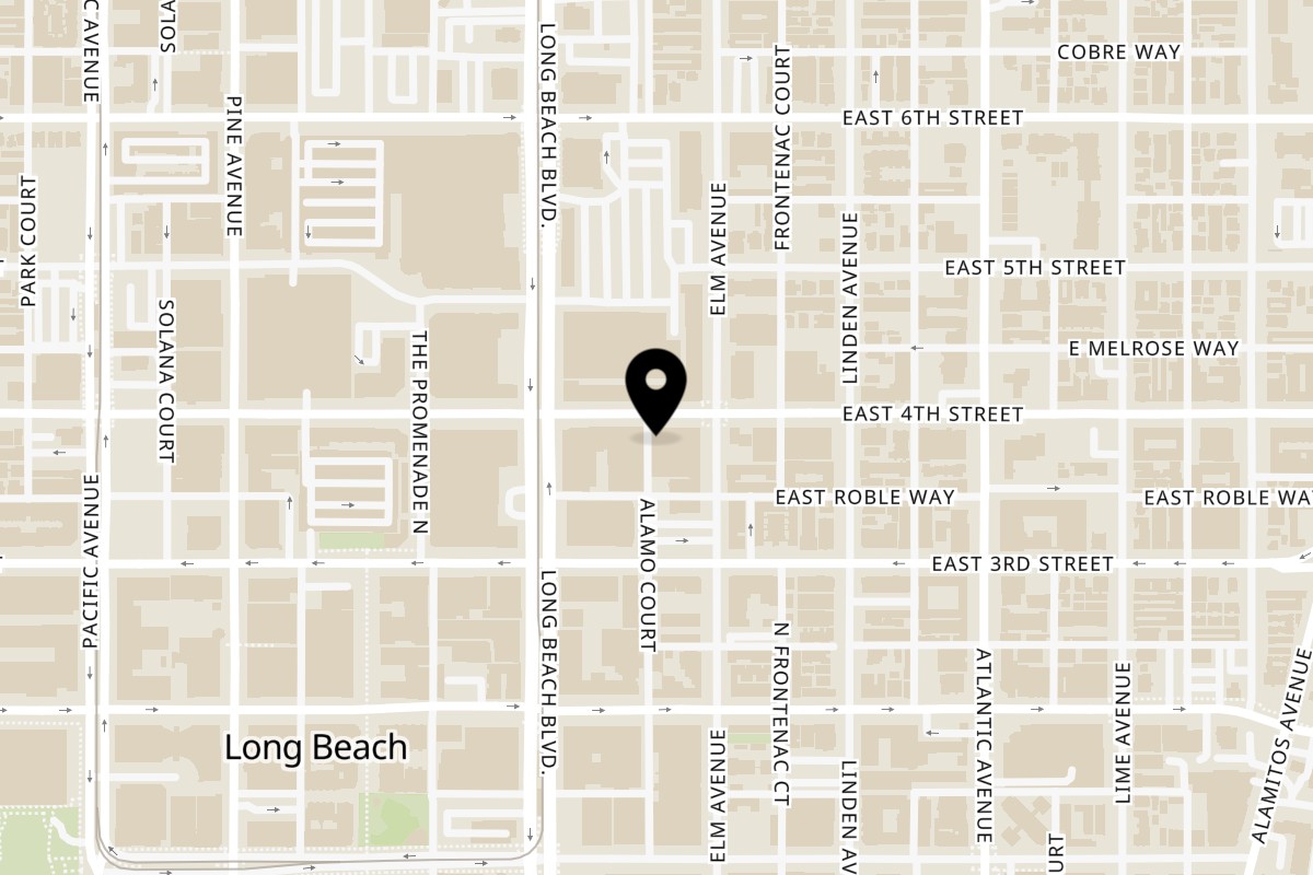 Map showing the location of Higher Taste, Plant-Based on 340 E 4th St in Long Beach